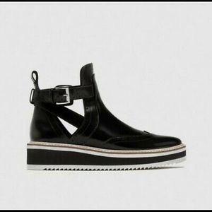 ZARA Cut-out Brogue Ankle Boots w Buckle